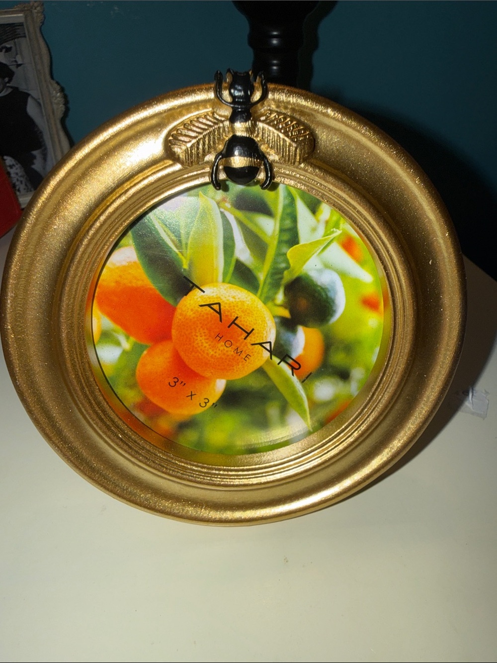 Tahari Gold Round Decorative Picture Frame